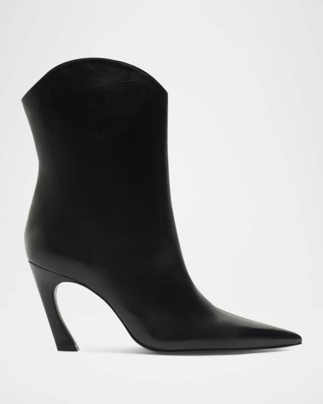 Maryann Leather Curve Booties